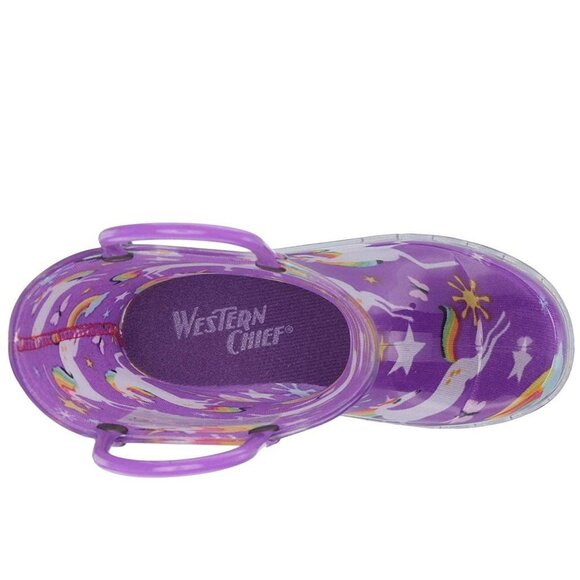 NEW Western Chief Kids Rainbow Unicorn Light UP! Rubber Rain Boot Waterproof - Picture 5 of 5